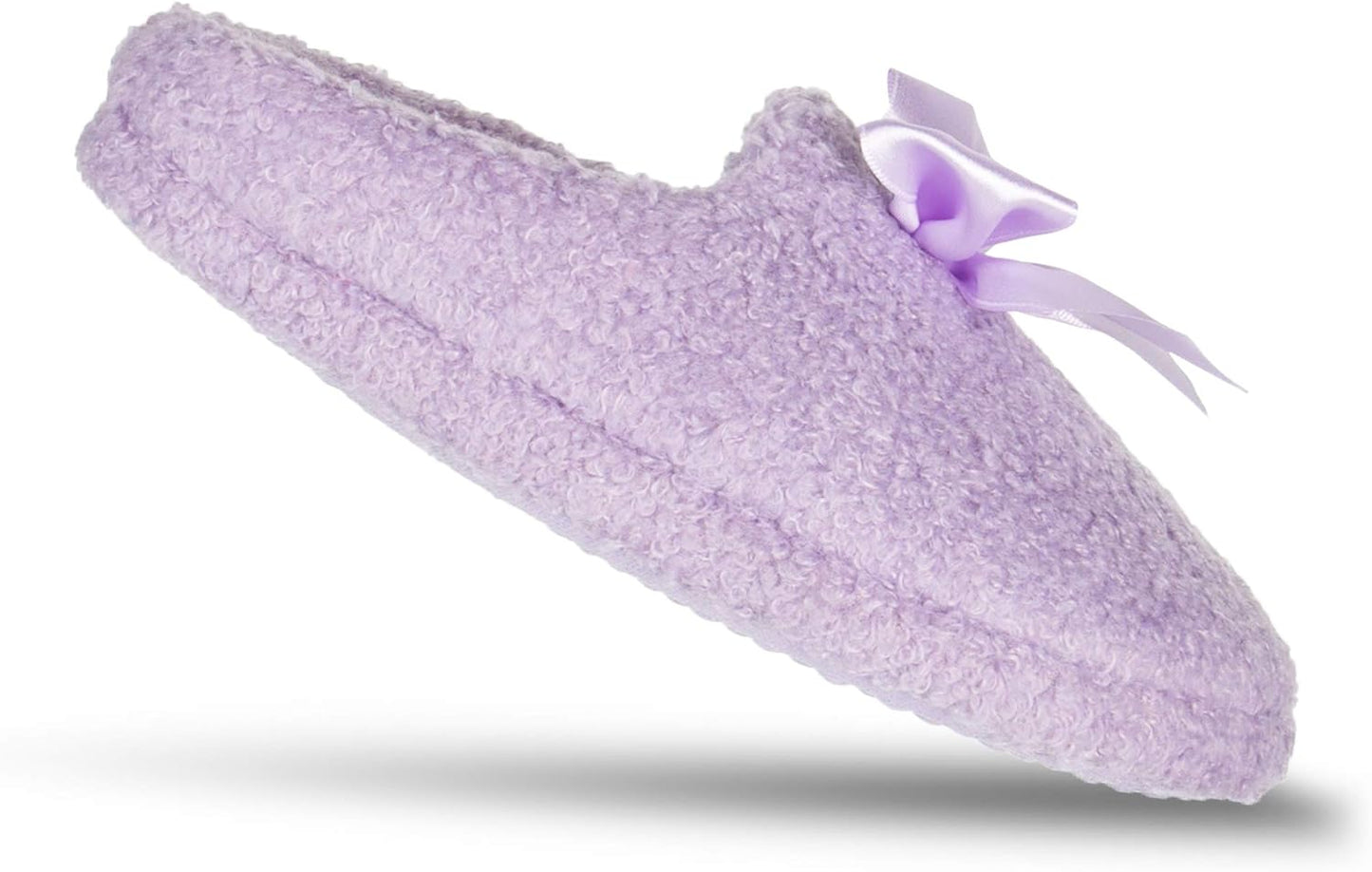 Girls Slip-On Clogs - Fuzzy Comfy Warm Memory Foam Sherpa Slippers with Satin Bow