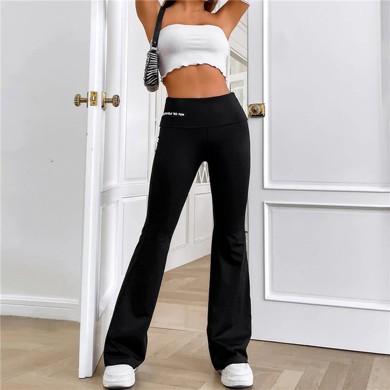 Women Micro Flared Shark Pants Leggings Slim Yoga Pants Women High Waist Wide Leg Pants Gym Sports Flared Pants Dance Trousers